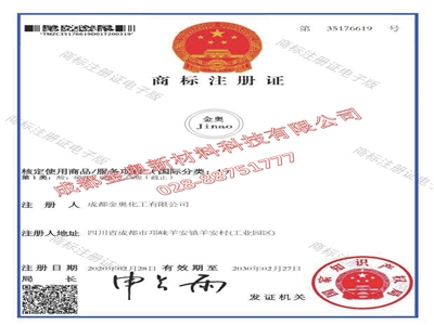 金奧 商標(biāo)注冊(cè)登記證-1
